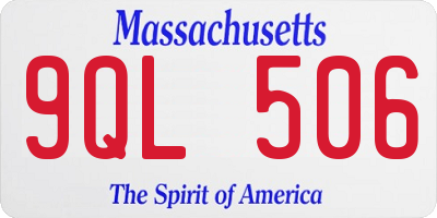 MA license plate 9QL506