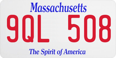 MA license plate 9QL508