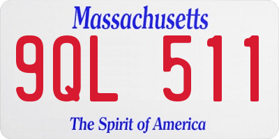 MA license plate 9QL511