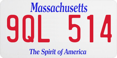 MA license plate 9QL514