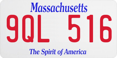 MA license plate 9QL516