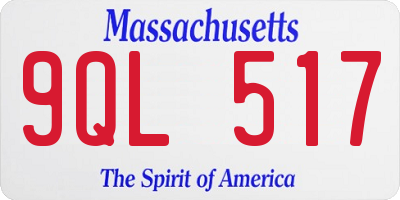 MA license plate 9QL517