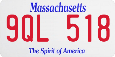 MA license plate 9QL518