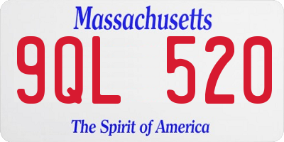 MA license plate 9QL520