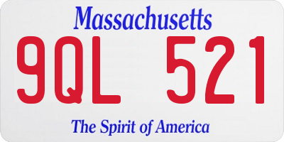 MA license plate 9QL521