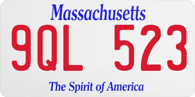 MA license plate 9QL523