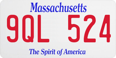 MA license plate 9QL524