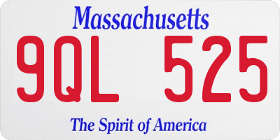 MA license plate 9QL525