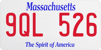 MA license plate 9QL526