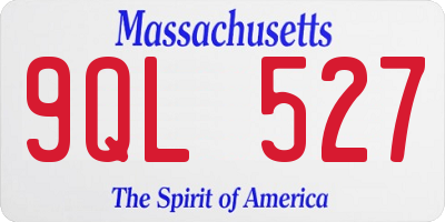 MA license plate 9QL527