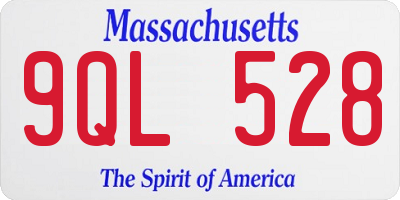 MA license plate 9QL528