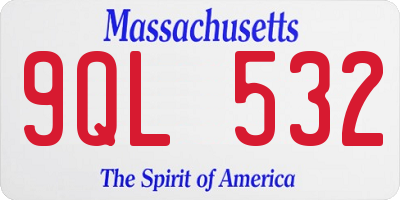 MA license plate 9QL532