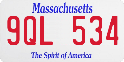 MA license plate 9QL534