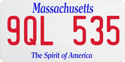 MA license plate 9QL535