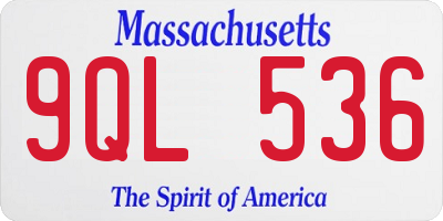 MA license plate 9QL536