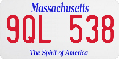 MA license plate 9QL538