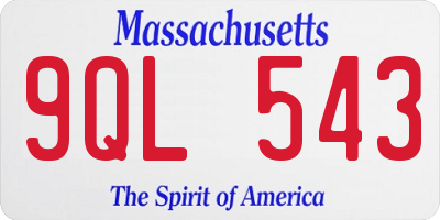 MA license plate 9QL543