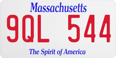 MA license plate 9QL544