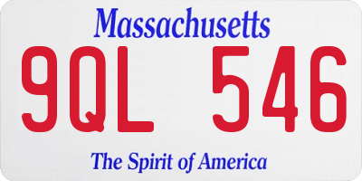 MA license plate 9QL546