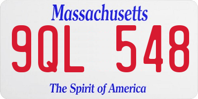 MA license plate 9QL548