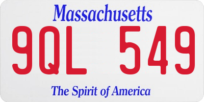 MA license plate 9QL549