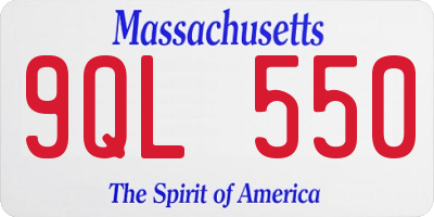 MA license plate 9QL550