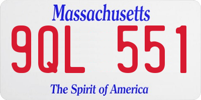 MA license plate 9QL551