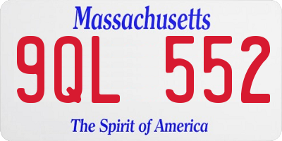 MA license plate 9QL552