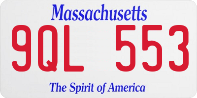 MA license plate 9QL553