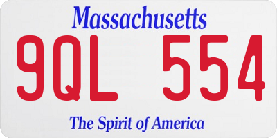 MA license plate 9QL554