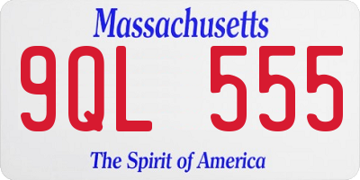 MA license plate 9QL555