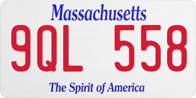 MA license plate 9QL558