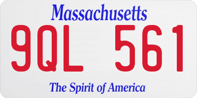 MA license plate 9QL561