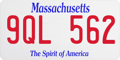 MA license plate 9QL562