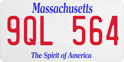 MA license plate 9QL564