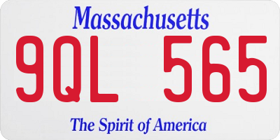 MA license plate 9QL565