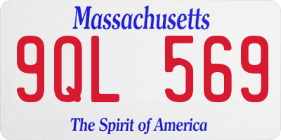 MA license plate 9QL569