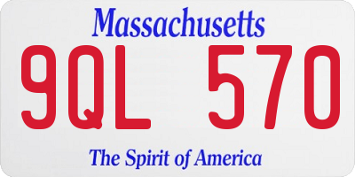 MA license plate 9QL570
