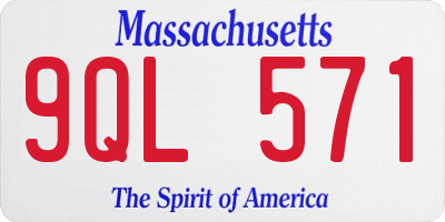 MA license plate 9QL571