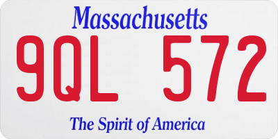 MA license plate 9QL572