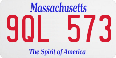 MA license plate 9QL573