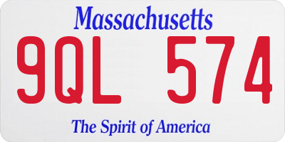 MA license plate 9QL574