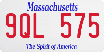 MA license plate 9QL575
