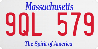 MA license plate 9QL579