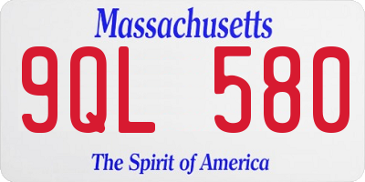 MA license plate 9QL580