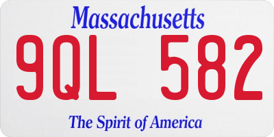 MA license plate 9QL582