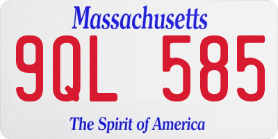 MA license plate 9QL585