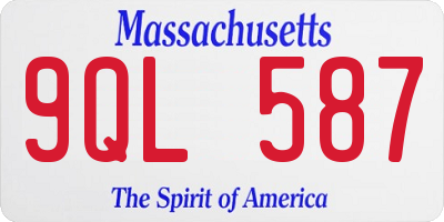 MA license plate 9QL587