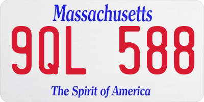 MA license plate 9QL588