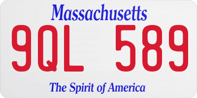 MA license plate 9QL589